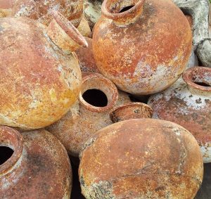 The drinks were fermented in clay pots.
